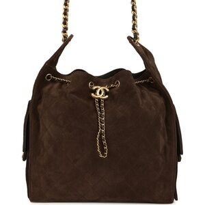 NWT Chanel Medium 25 Hobo Bag Dark Brown Suede